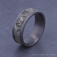 The Stud Men's Wedding Band in Grey Tantalum and 14K White Gold - 8mm Width by Ammara Stone