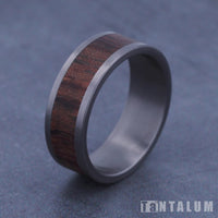 The Maker Men's Wedding Band in Grey Tantalum and Wood - 8mm Width by Tantalum