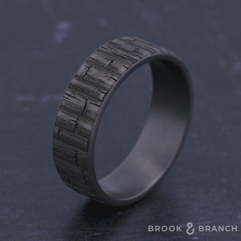 The Bamboo Men's Wedding Band in Grey Tantalum - 7mm Width by Brook and Branch