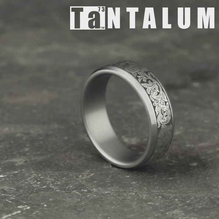 The Ambassador Men's Wedding Band in Grey Tantalum - 7.5mm Width by Tantalum