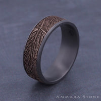 The Falcon Men's Wedding Band in Grey Tantalum and 14K Rose Gold - 7.5mm Width by Ammara Stone