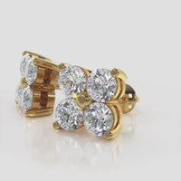 Rombelle - Quad Diamond Studs Solitaire Earrings - Lab Created Diamonds - F Color / VS Clarity, Available from .48 to 2.8 Carats Total Weight in 18K White, Yellow, Rose Gold or Platinum