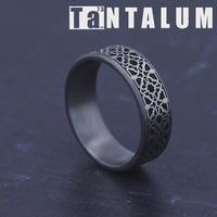The Aztec Men's Wedding Band in Grey Tantalum and Grey/Black Titanium - 7.5mm Width by Tantalum