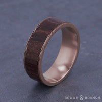 The Briarwood Men's Wedding Band in 14K Rose Gold and Wood - 7.5mm Width by Brook and Branch