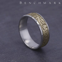 The Throne Men's Wedding Band in 14K White and Yellow Gold - 7mm Width by Benchmark