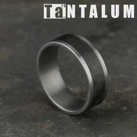 The Senna Men's Wedding Band in Grey Tantalum and Black Carbon Fiber - 8mm Width by Tantalum
