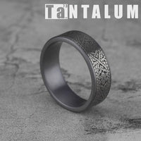 The Burano Men's Wedding Band in Grey Tantalum and Grey/Black Titanium - 7.5mm Width by Tantalum