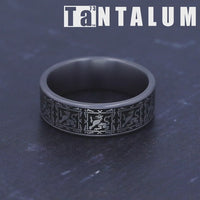 The Guardian Men's Wedding Band in Grey Tantalum and Grey/Black Titanium - 7.5mm Width by Tantalum