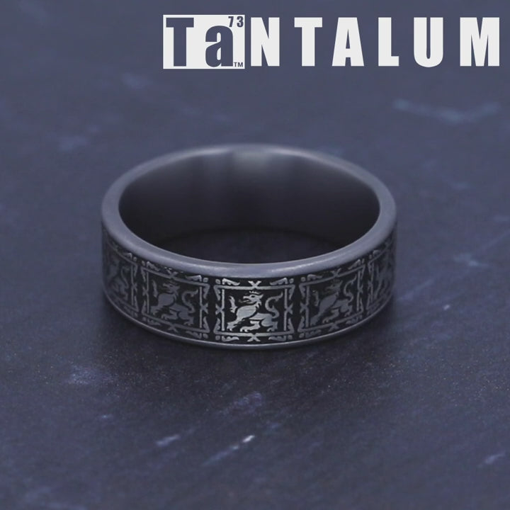 The Guardian Men's Wedding Band in Grey Tantalum and Grey/Black Titanium - 7.5mm Width by Tantalum