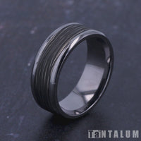 The Teak Men's Wedding Band in Grey Tantalum and Black Titanium - 8mm Width by Tantalum
