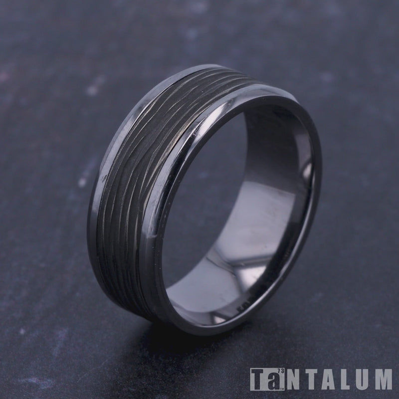 The Teak Men's Wedding Band in Grey Tantalum and Black Titanium - 8mm Width by Tantalum