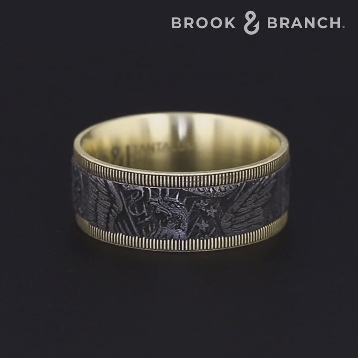 The Kennedy Men's Wedding Band in 14K Yellow Gold and Grey Tantalum - 9mm Width by Brook and Branch