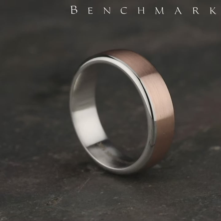 The Realm Men's Wedding Band in 14K White and Rose Gold - 6.5mm Width by Benchmark