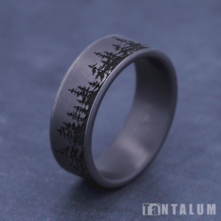 The Cedar Men's Wedding Band in Grey Tantalum - 8mm Width by Tantalum