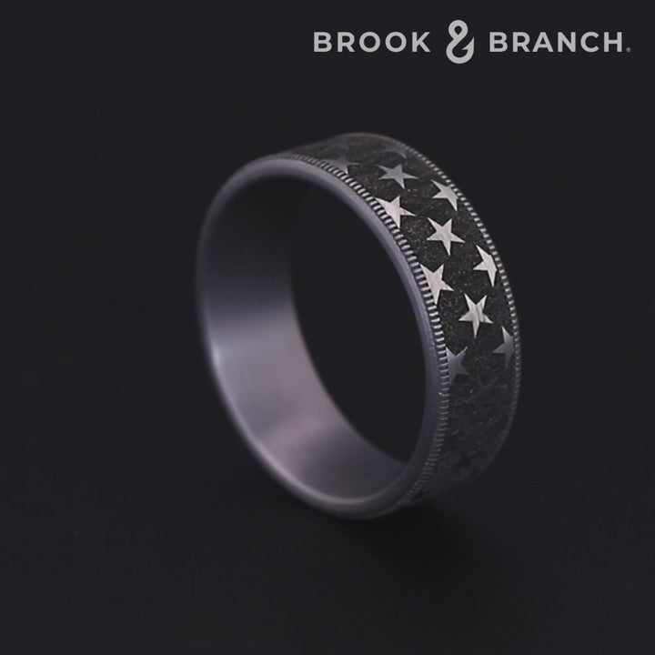 The Anthem Men's Wedding Band in Grey Tantalum and Grey/Black Titanium - 7.5mm Width by Brook and Branch
