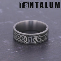 The Dragon Men's Wedding Band in Grey Tantalum and Grey/Black Titanium - 7.5mm Width by Tantalum