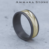 The Timeless Men's Wedding Band in Grey Tantalum and 14K Yellow Gold - 8mm Width by Ammara Stone