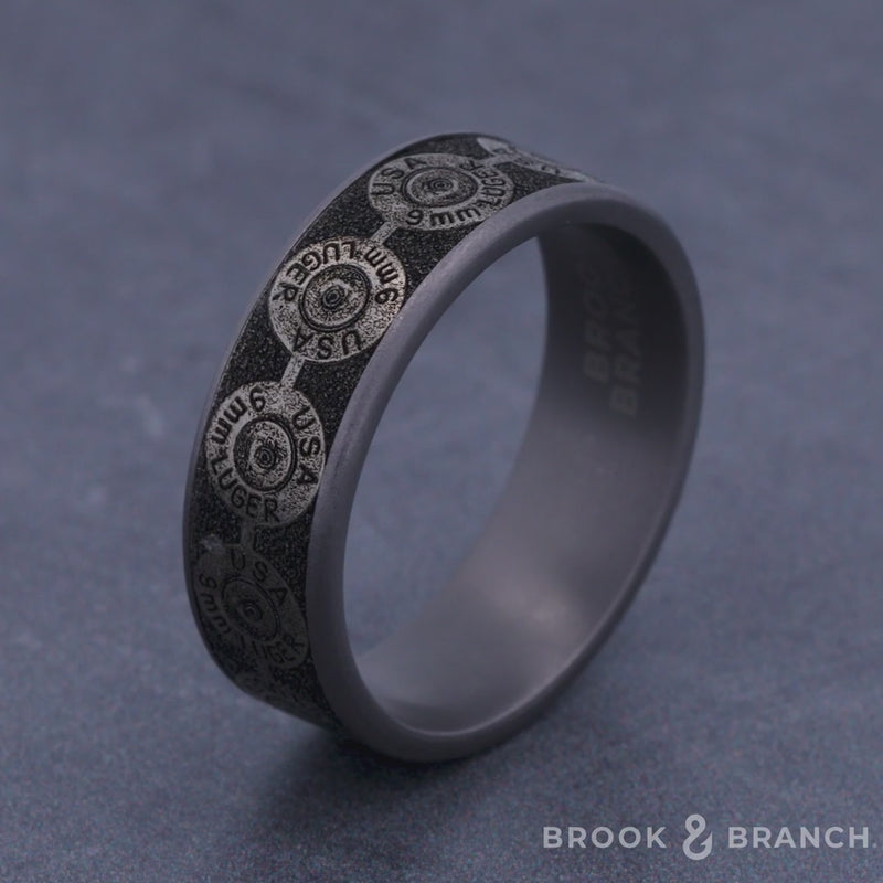 The 9Mm Men's Wedding Band in Grey Tantalum and Grey/Black Titanium - 7.5mm Width by Brook and Branch
