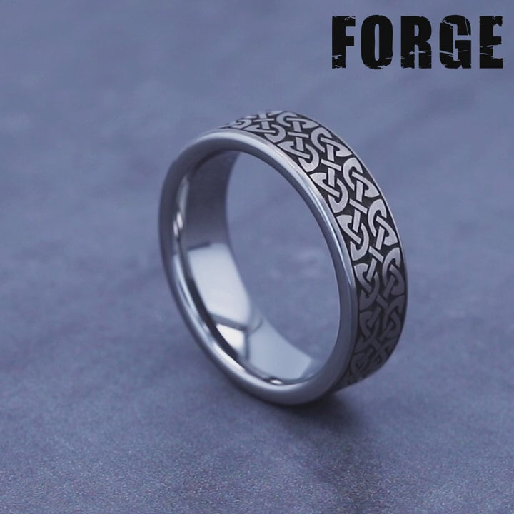 The Blarney Men's Wedding Band in Tungsten - 7mm Width by Forge