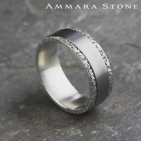 The Mosaic Men's Wedding Band in 14K White Gold and Grey Tantalum - 8mm Width by Ammara Stone