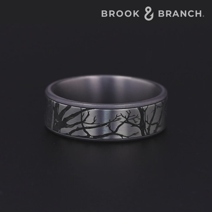 The Branch Men's Wedding Band in Grey Tantalum and Grey/Black Titanium - 7.5mm Width by Brook and Branch
