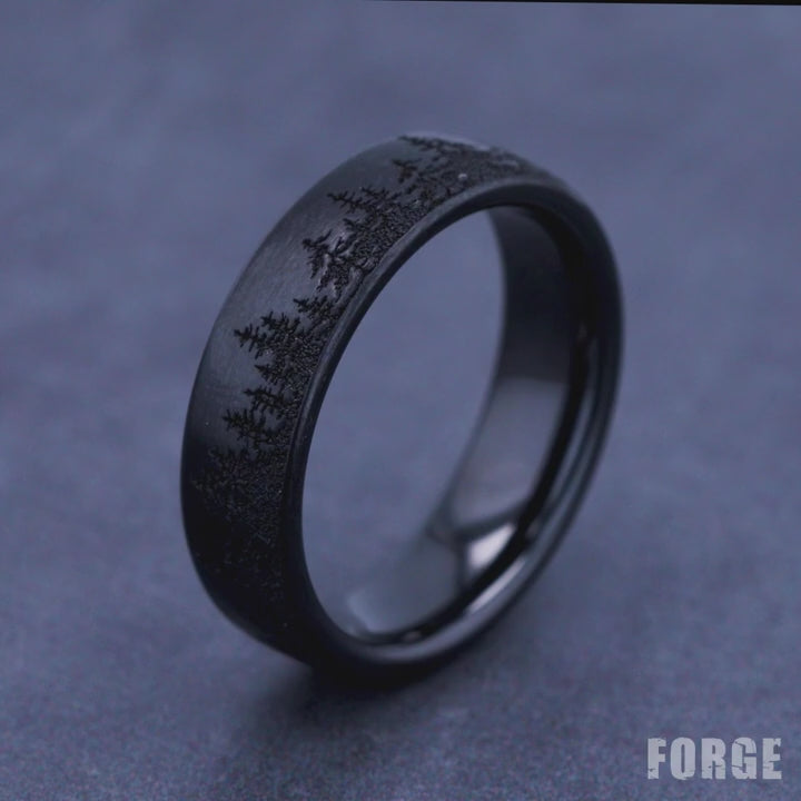 The Alpine Men's Wedding Band in Black Titanium - 6.5mm Width by Forge