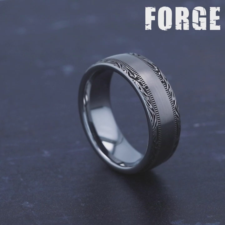 The Edge Men's Wedding Band in Tungsten - 8mm Width by Forge