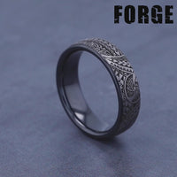 The Polynesian Men's Wedding Band in Grey-Black Titanium - 6.5mm Width by Forge