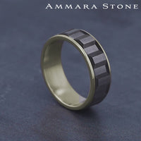 The Sprocket Men's Wedding Band in 14K Yellow Gold and Grey Tantalum - 7.5mm Width by Ammara Stone