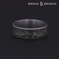 The Strike Men's Wedding Band in Grey Tantalum and Grey/Black Titanium - 7.5mm Width by Brook and Branch