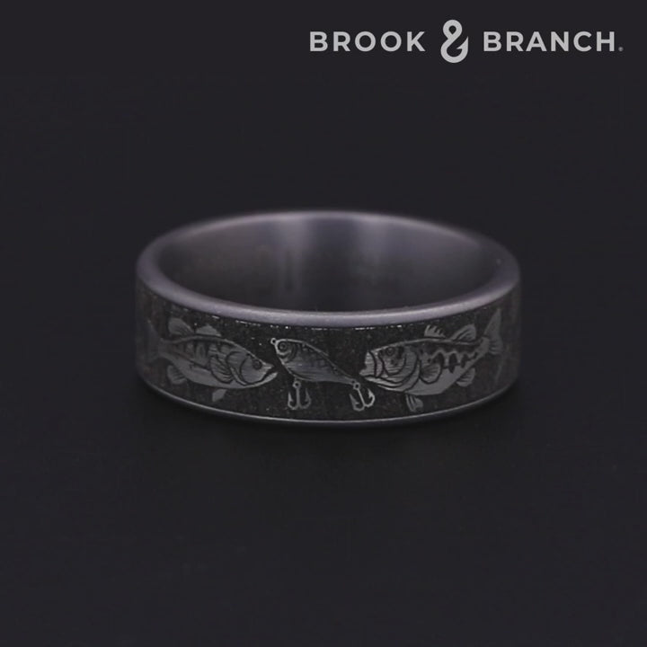 The Strike Men's Wedding Band in Grey Tantalum and Grey/Black Titanium - 7.5mm Width by Brook and Branch