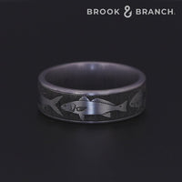 The Skiff Men's Wedding Band in Grey Tantalum and Grey/Black Titanium - 7.5mm Width by Brook and Branch