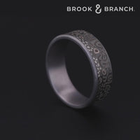 The Brook Trout Men's Wedding Band in Grey Tantalum and Grey/Black Titanium - 7.5mm Width by Brook and Branch
