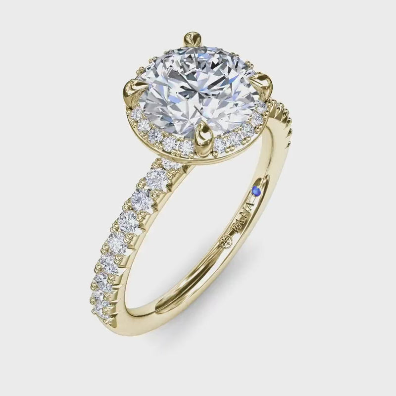 Fana - Simply Stunning Diamond Halo Engagement Ring - S4095 - Available in 14K & 18K Gold (White, Yellow or Rose) and Platinum