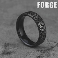 The Ranch Men's Wedding Band in Grey and Black Titanium - 6.5mm Width by Forge