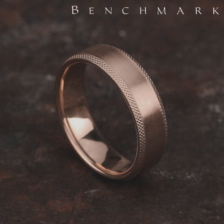 The Apex Men's Wedding Band in 14K Rose Gold - 6.5mm Width by Benchmark