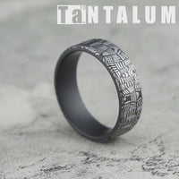 The Basket Weave Men's Wedding Band in Darkened Tantalum - 6.5mm Width by Tantalum