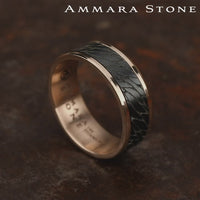 The Dino Men's Wedding Band in 14K Rose Gold and Black Titanium - 8mm Width by Ammara Stone