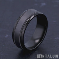 The Professor Men's Wedding Band in Black Titanium and Grey Tantalum - 8mm Width by Tantalum