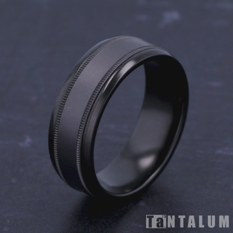 The Professor Men's Wedding Band in Black Titanium and Grey Tantalum - 8mm Width by Tantalum