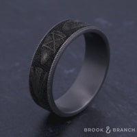 The Arrowhead Men's Wedding Band in Grey Tantalum and Grey/Black Titanium - 7.5mm Width by Brook and Branch