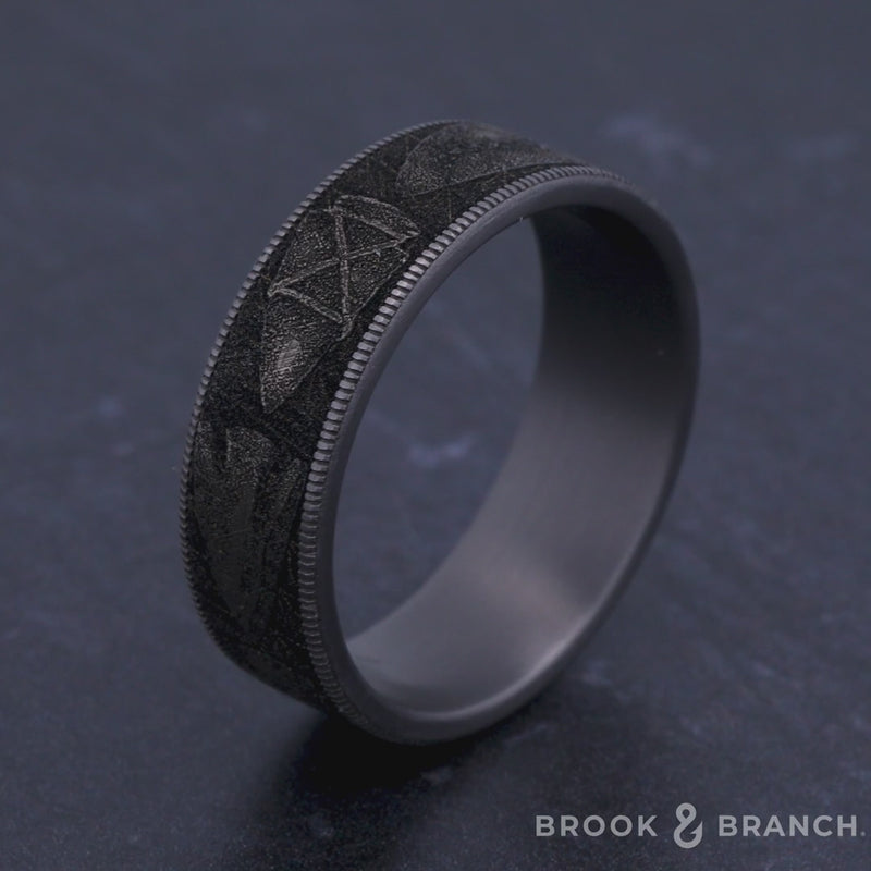 The Arrowhead Men's Wedding Band in Grey Tantalum and Grey/Black Titanium - 7.5mm Width by Brook and Branch