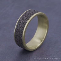 The Gallery Men's Wedding Band in 14K Yellow Gold and Grey Tantalum - 7.5mm Width by Ammara Stone