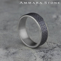 The Burano Men's Wedding Band in 14K White Gold and Grey Tantalum - 7.5mm Width by Ammara Stone