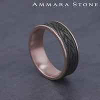 The Braid Men's Wedding Band in 14K Rose Gold and Grey Tantalum - 7.5mm Width by Ammara Stone