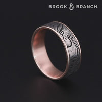 The Explorer Men's Wedding Band in 14K Rose Gold and Grey/Black Titanium - 7.5mm Width by Brook and Branch