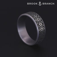 The Isle Men's Wedding Band in Grey Tantalum and Grey/Black Titanium - 7.5mm Width by Brook and Branch