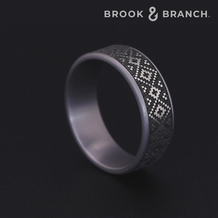 The Isle Men's Wedding Band in Grey Tantalum and Grey/Black Titanium - 7.5mm Width by Brook and Branch