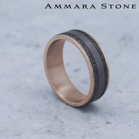The Edge Men's Wedding Band in 14K Rose Gold and Grey Tantalum - 7.5mm Width by Ammara Stone
