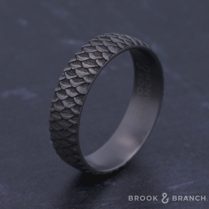 The Angler Men's Wedding Band in Grey Tantalum - 6mm Width by Brook and Branch